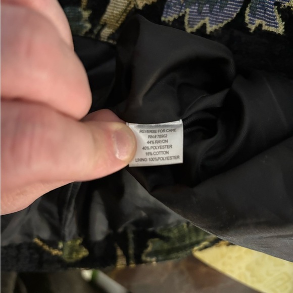 Erin London Black Blazer with Elegant Botanical Print vintage - Picture 7 of 10